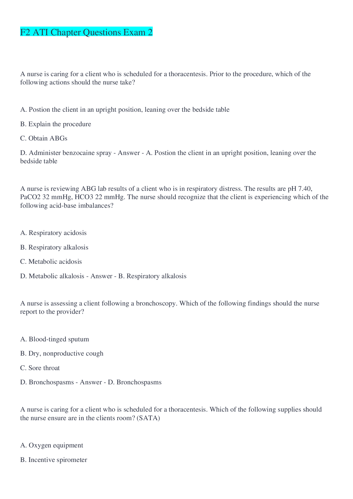 Preview image of F2 ATI Chapter Questions Exam 2 2022/2023 document